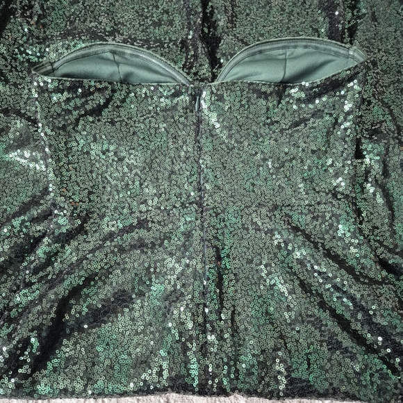 NWT Lulu's Women's Party Sparkling Emerald Green Corset Sequin Midi Dress Size M - Picture 8 of 8